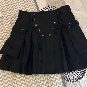 Men's Black Utility Kilt with Button Accents